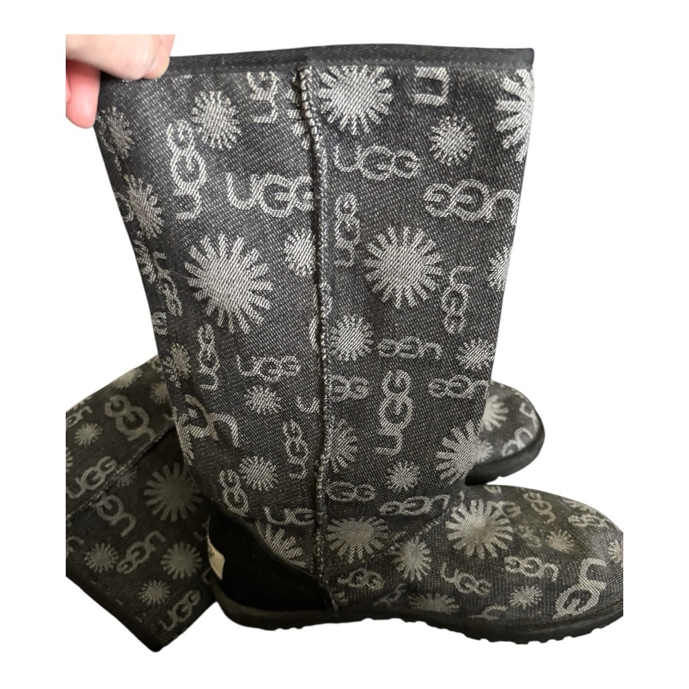 UGG Navy Blue and Gray Patterned Boots